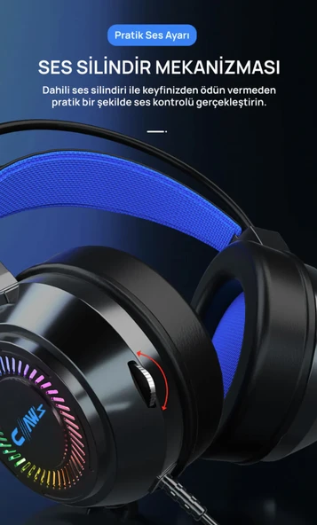 Claw's Noiseee V1 Rgb Spectrum 7.1 Surround Ses - Ai ile Gürültü Engelleyen Mikrofon - USB Örgü Kablolu Gaming Oyuncu Kulaklığı - Siyah - 3