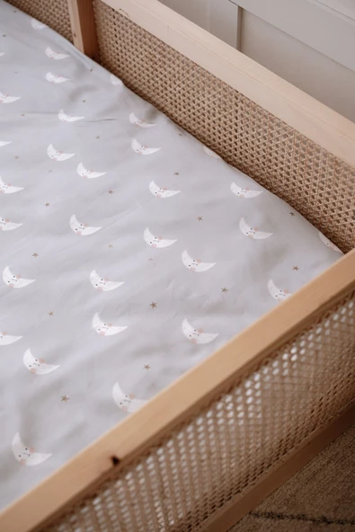 NOU Minik Aylı Organik Tek Kişilik Nevresim Takımı (160x220) - Mini Moons - 6