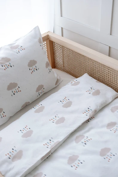 NOU Yağmur Bulutlu Organik Tek Kişilik Nevresim Takımı (160x220) - Rain Clouds