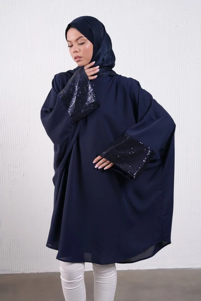 Filizzade diz boyu salaş yarasa abiye tunik - Resim 7