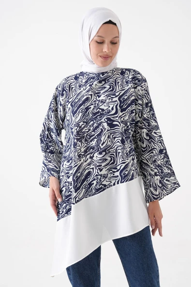 TUNCAY Asimetrik Kesim Rahat Lalıp Garnili Özel Günler Ve Günlük Giyime Uygun Tunik,bluz - Resim 4