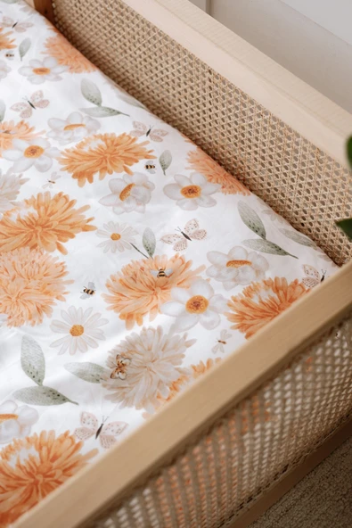 NOU Büyük Çiçekli Organik Tek Kişilik Nevresim Takımı (160x220) - Flower Party - 7