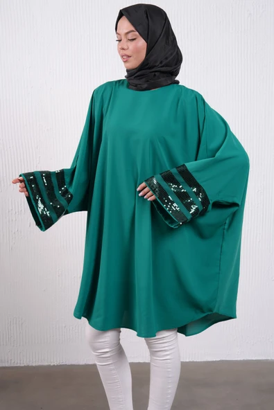 Filizzade diz boyu salaş yarasa abiye tunik - Resim 10