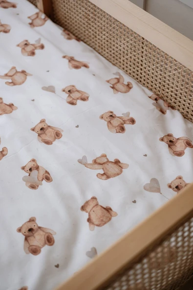 NOU Pofuduk Ayılı Organik Tek Kişilik Nevresim Takımı (160x220) - Fluffy Bear - 6