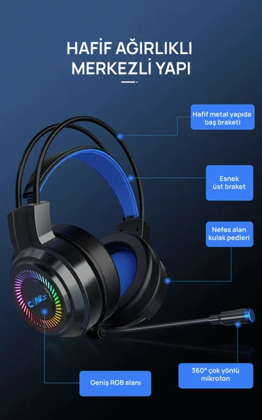 Claw's Noiseee V1 Rgb Spectrum 7.1 Surround Ses - Ai ile Gürültü Engelleyen Mikrofon - USB Örgü Kablolu Gaming Oyuncu Kulaklığı - Siyah - 2