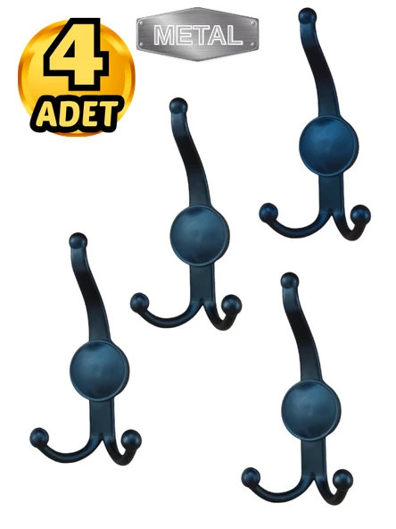 Metal Boncuk Portmanto Askısı Siyah Duvar Tipi – 4’lü ürün görseli