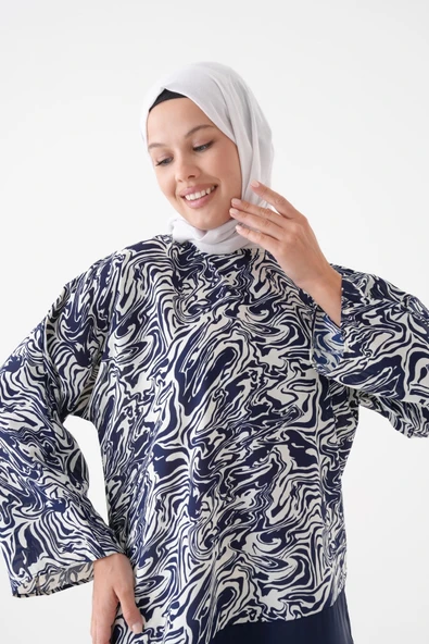 TUNCAY Asimetrik Kesim Rahat Lalıp Garnili Özel Günler Ve Günlük Giyime Uygun Tunik,bluz - Resim 3