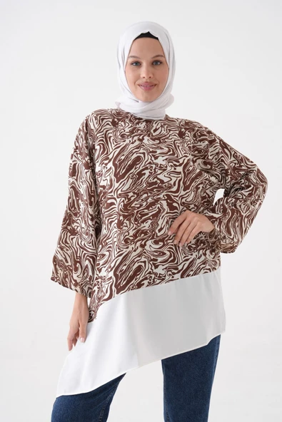 TUNCAY Asimetrik Kesim Rahat Lalıp Garnili Özel Günler Ve Günlük Giyime Uygun Tunik,bluz - Resim 6