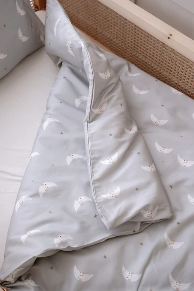 NOU Minik Aylı Organik Tek Kişilik Nevresim Takımı (160x220) - Mini Moons - 5