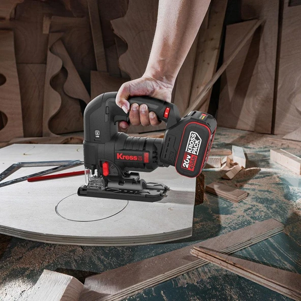 Kress KUE26.9 20Volt Profesyonel Kömürsüz Devir Ayarlı Şarjlı Dekupaj Testere (Akü Dahil Değildir) - 7