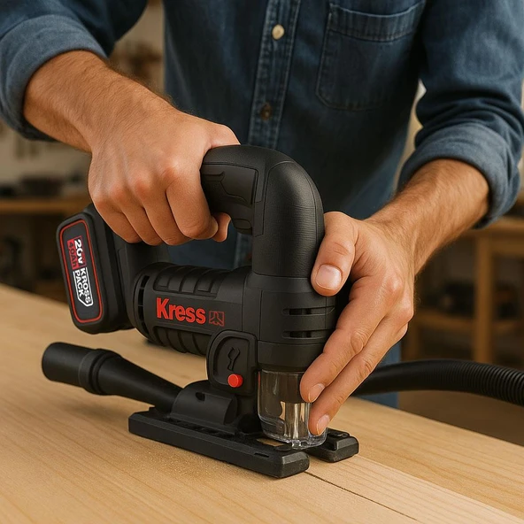 Kress KUE26.91 20Volt Profesyonel Kömürsüz Devir Ayarlı Şarjlı Dekupaj Testere (Akü Dahil Değildir) - 9