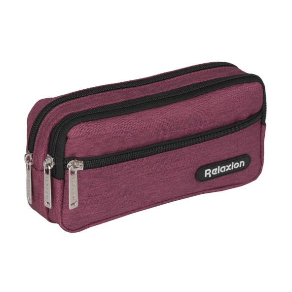Relaxion Bordo Üç Gözlü Su Geçirmez Kumaş Kalem Çantası Kalemlik 110