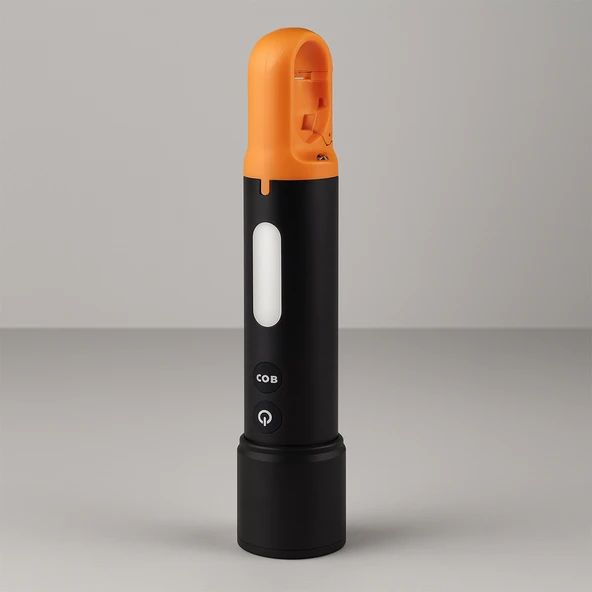 El Feneri 800 Lümen 2000 Metre Menzil 1200 mAh Şarjlı Powerbank Ledli Işık Lambası Su Geçirmez Kamp - Resim 6