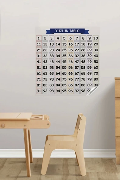 Matematik Öğreten Yüzlük Tablo Duvarda İz Bırakmaz Akıllı Kağıt Yapışkansız Statik  60x60 cm - Resim 7