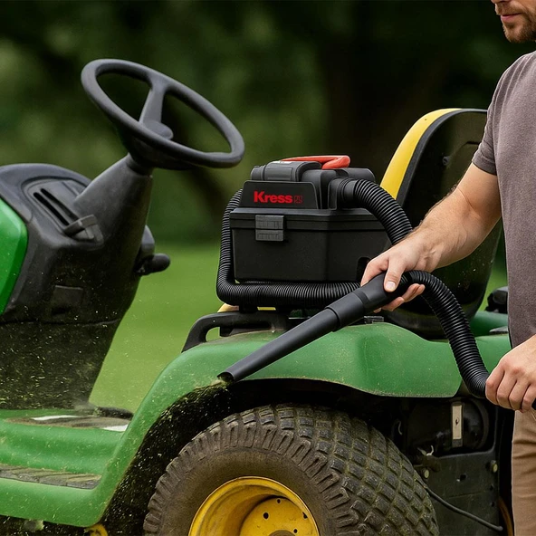 Kress KH035.9 20Volt 250W/17Kpa Kömürsüz Flexi Esnek Hortumlu Profesyonel Şarjlı Islak/Kuru Süpürge & Üfleme (Akü Dahil Değildir) - 7