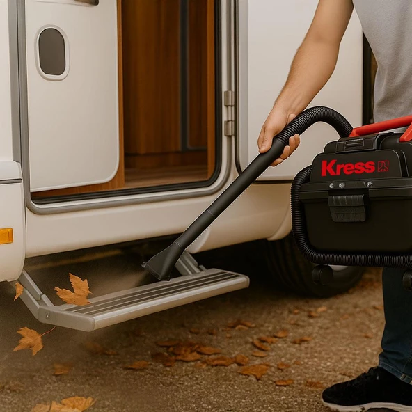 Kress KH035.9 20Volt 250W/17Kpa Kömürsüz Flexi Esnek Hortumlu Profesyonel Şarjlı Islak/Kuru Süpürge & Üfleme (Akü Dahil Değildir) - 12