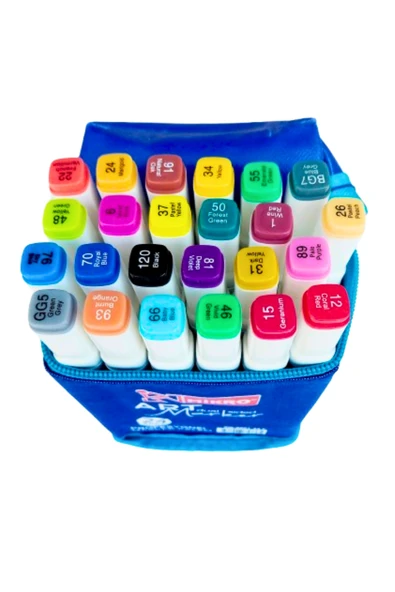 24 renk Çift Uçlu Marker Kalem Çantalı ürün görseli 1