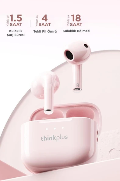 Lenovo Thinkplus Lp23 Pembe Bluetooth BT 5.4 Kablosuz Kulaklık - 3
