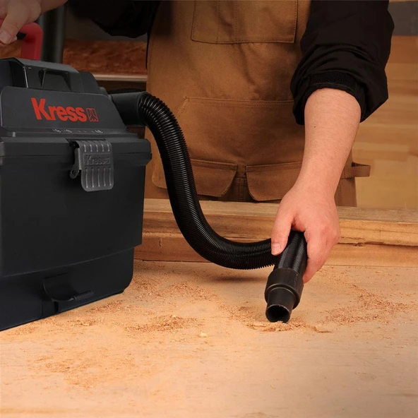 Kress KH035.9 20Volt 250W/17Kpa Kömürsüz Flexi Esnek Hortumlu Profesyonel Şarjlı Islak/Kuru Süpürge & Üfleme (Akü Dahil Değildir) - 5