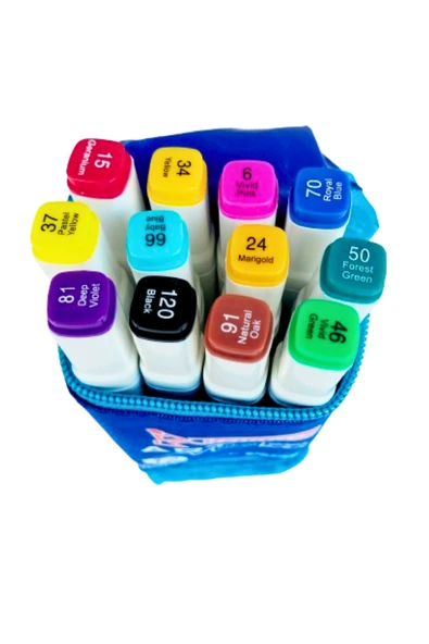 12 renk Çift Uçlu Marker Kalem Çantalı ürün görseli 1