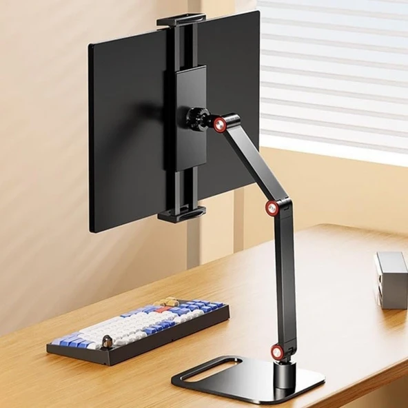 TriLine Monitör Tablet iPad Telefon Tutucu 12-16 İnç Universal Metal 360° Derece Döner Stand - 1