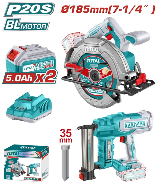 Total Akülü Set Daire Testere ve Çivi Çakma Tabancası 2x5.0 Ah TOSLI240866E ürün görseli