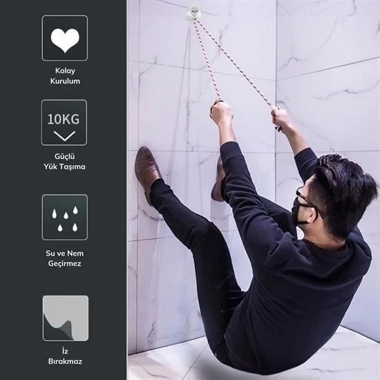 Süper Güçlü Yapışkanlı Suya Dayanıklı Şeffaf Askı 5li Set Yeniden Kullanılabilir Kancalar - Resim 6