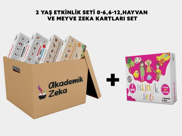 2 Yaş Etkinlik Seti, 0-6 Ay, 0-12 Ay, Hayvanlar, Meyveler Zeka Kartları - 1