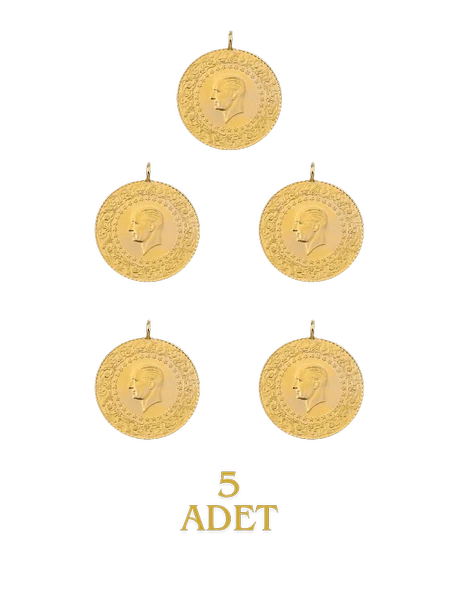 5 Adet Eski Tarihli Yarım Altın - 2