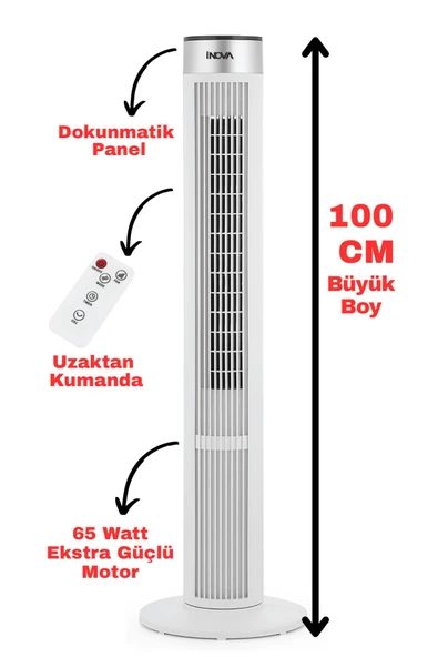 İnova Cold Tower Kule Tipi Büyük Boy 65 Watt Kumandalı Serinletici Vantilatör - Resim 3