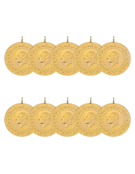 10 Adet Eski Tarihli Yarım Altın