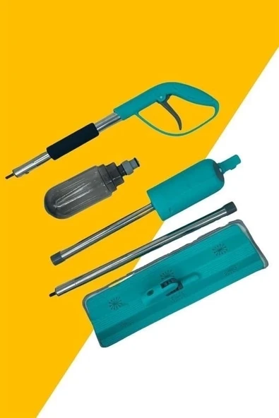 Döner Başlıklı Spreyli Mop Parke Ahşap Fayans Temizleyici Su Hazneli Sihirli Paspas - Resim 8