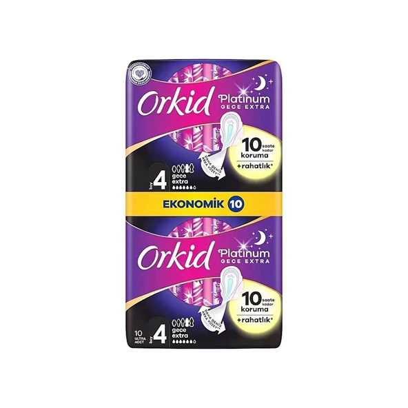 Orkid Platinum Gece Ekstra 10 Adet Hijyenik Ped Boy 4 ürün görseli