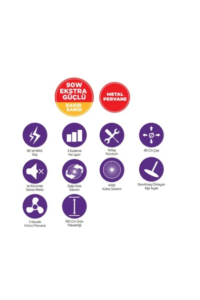 İnova Fırtına Ayaklı Sanayi Tipi Vantilatör 18" - Resim 4