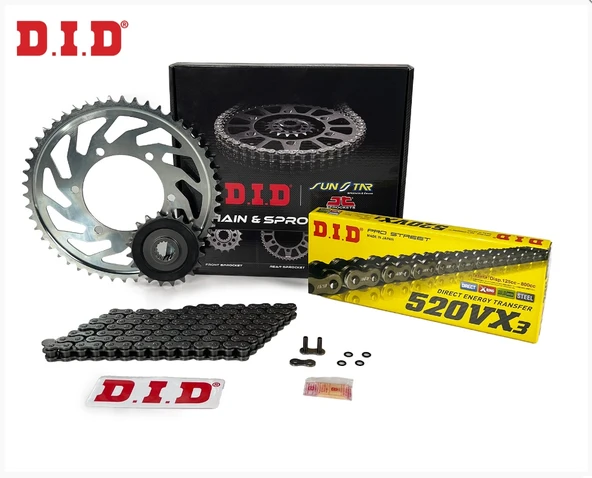 ZİNCİR DİŞLİ SETİ HONDA CRF 450 R 450cc ZİNCİR: DID-520VX3 Çelik-114 ÖN DİŞLİ: JT 13T ARKA DİŞLİ: SUNSTAR 49T 2019-2020 ürün görseli