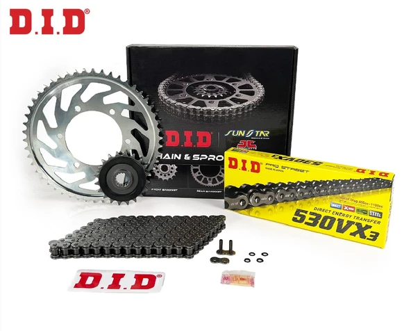 ZİNCİR DİŞLİ SETİ SUZUKI HAYABUSA GSX-R 1300cc ZİNCİR: DID-530VX3 Çelik-118 ÖN DİŞLİ: JT 18T ARKA DİŞLİ: SUNSTAR 43T 2023-2024 ürün görseli