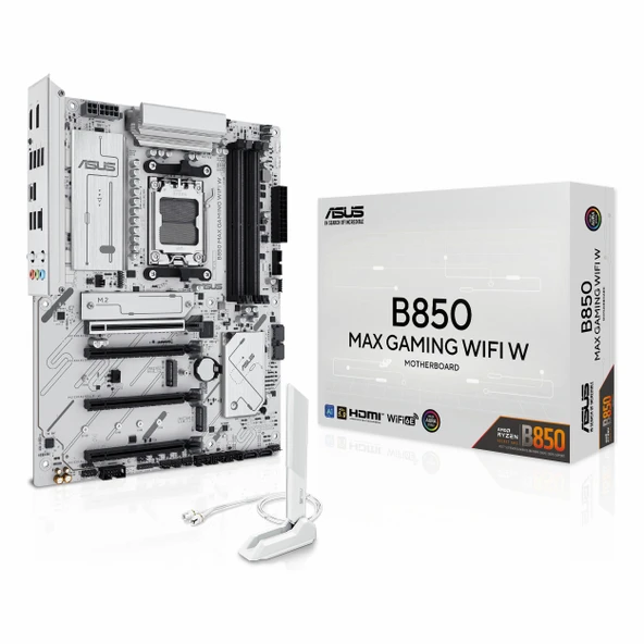 Asus B850 Max Gaming WiFi W DDR5 (8000MHz)OC M.2 HDMI/DP/USB-C PCIe 5.0 AM5 ATX Anakart ürün görseli 1