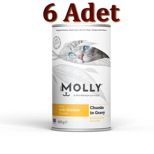 Molly Sos İçinde Parça Tavuklu Yetişkin Kedi Konservesi 400gr(6 ADET) - 3