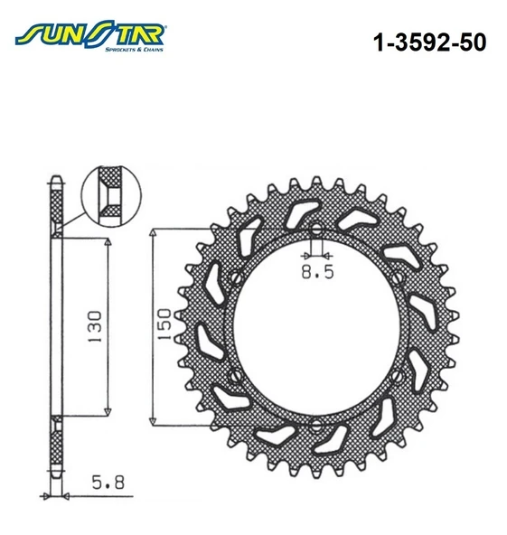 ARKA DİŞLİ YAMAHA YZ F 450cc DİŞLİ SAYISI : +1 2009-2022 - Resim 2