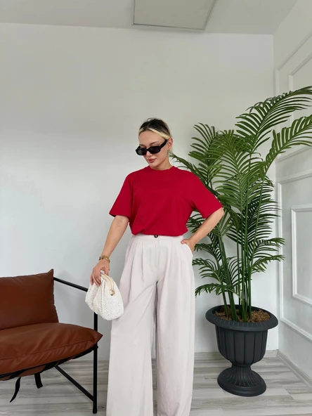 Kadın Basic Tshirt Kırmızı - Resim 3