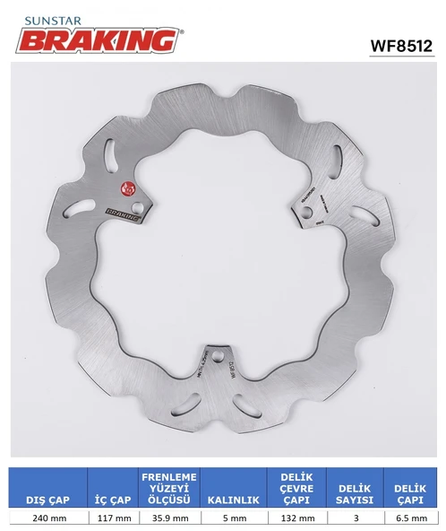 YAMAHA X-MAX 250 DALGALI ARKA FREN DİSKİ ÜÇ DELİK 2010gt;2017 IRON MAX 125cc ARKA 2016-2020 ürün görseli