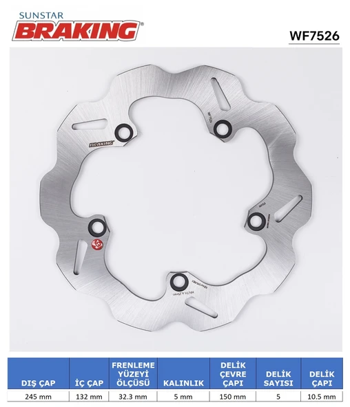 YAMAHA MT-07 XSR 700 XTZ 700 MT-09 XSR 900 DALGALI ARKA FREN DİSKİ 2022-2024 ürün görseli