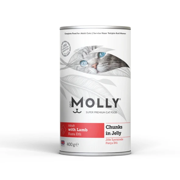 Molly Jöle İçinde Parça Kuzu Etli Yetişkin Kedi Konservesi 400gr - Resim 3