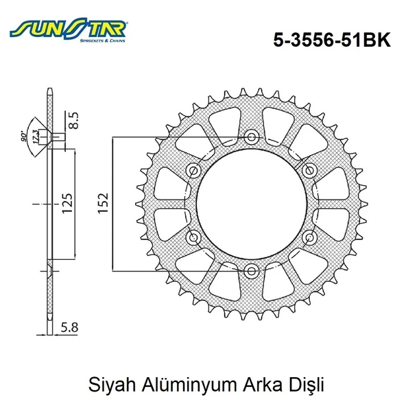 ARKA DİŞLİ SİYAH ALÜMİNYUM BETA RR 2T ENDURO RACING 300cc DİŞLİ SAYISI : +3 2020-2021 - Resim 2