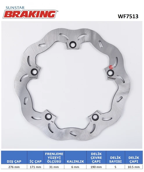 DALGALI ARKA FREN DİSKİ WF7513 2010-2016 ürün görseli