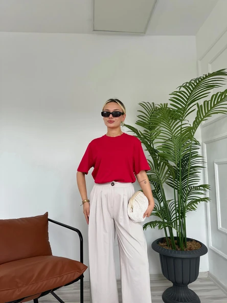 Kadın Basic Tshirt Kırmızı - Resim 2