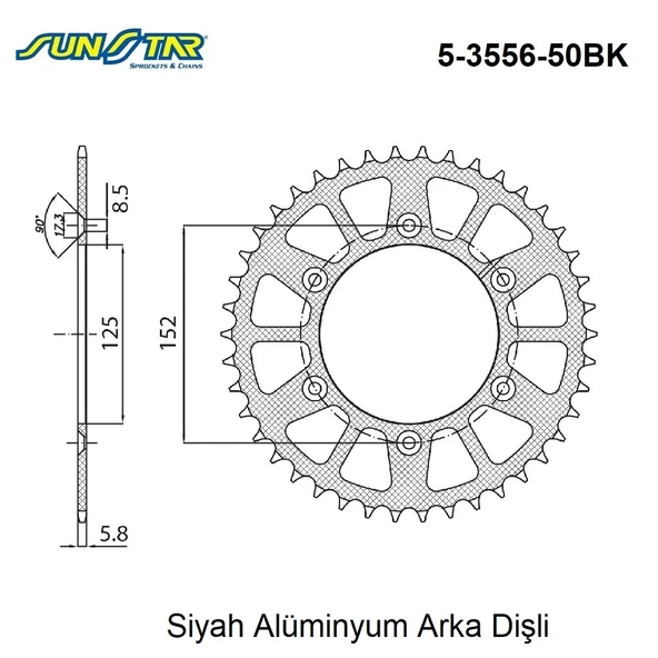 ARKA DİŞLİ SİYAH ALÜMİNYUM BETA RR 2T ENDURO RACING 300cc DİŞLİ SAYISI : +1 2013-2021 - Resim 2