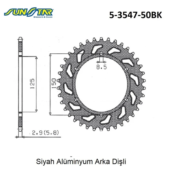 ARKA DİŞLİ SİYAH ALÜMİNYUM KTM SX-F 450cc DİŞLİ SAYISI : -2 2004-2021 - Resim 2