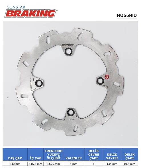 HONDA CBF 500-600-1000 X-ADV 750 CBR 600 F DALGALI ARKA FREN DİSKİ 2017-2025 ürün görseli