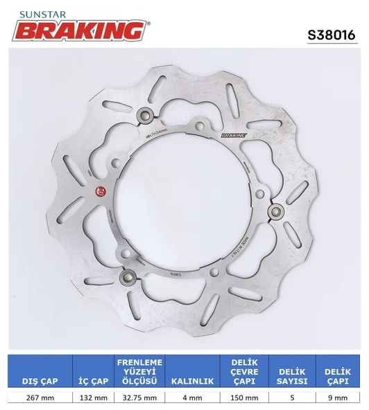 YAMAHA X-MAX 125-250-400 T-MAX 500 DALGALI ÖN FREN DİSKİ ÖN 2016-2020 ürün görseli